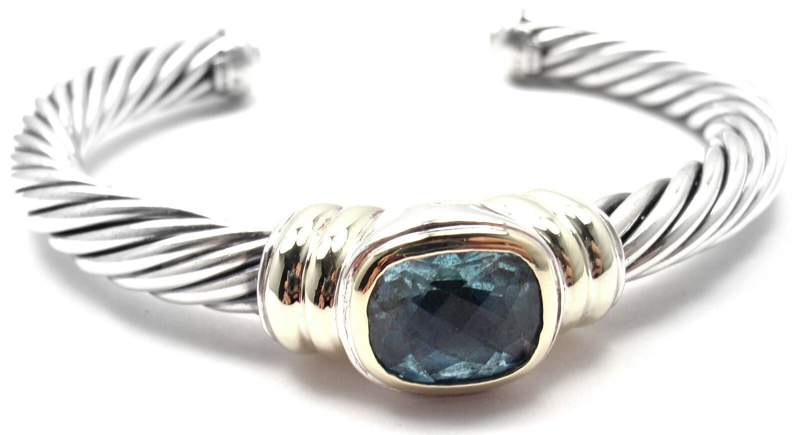Fortrove Jewelry & Watches:Fine Jewelry:Bracelets & Charms Authentic! D.Yurman NOBLESSE 14k YG Sterling Silver Blue Topaz Bangle Bracelet