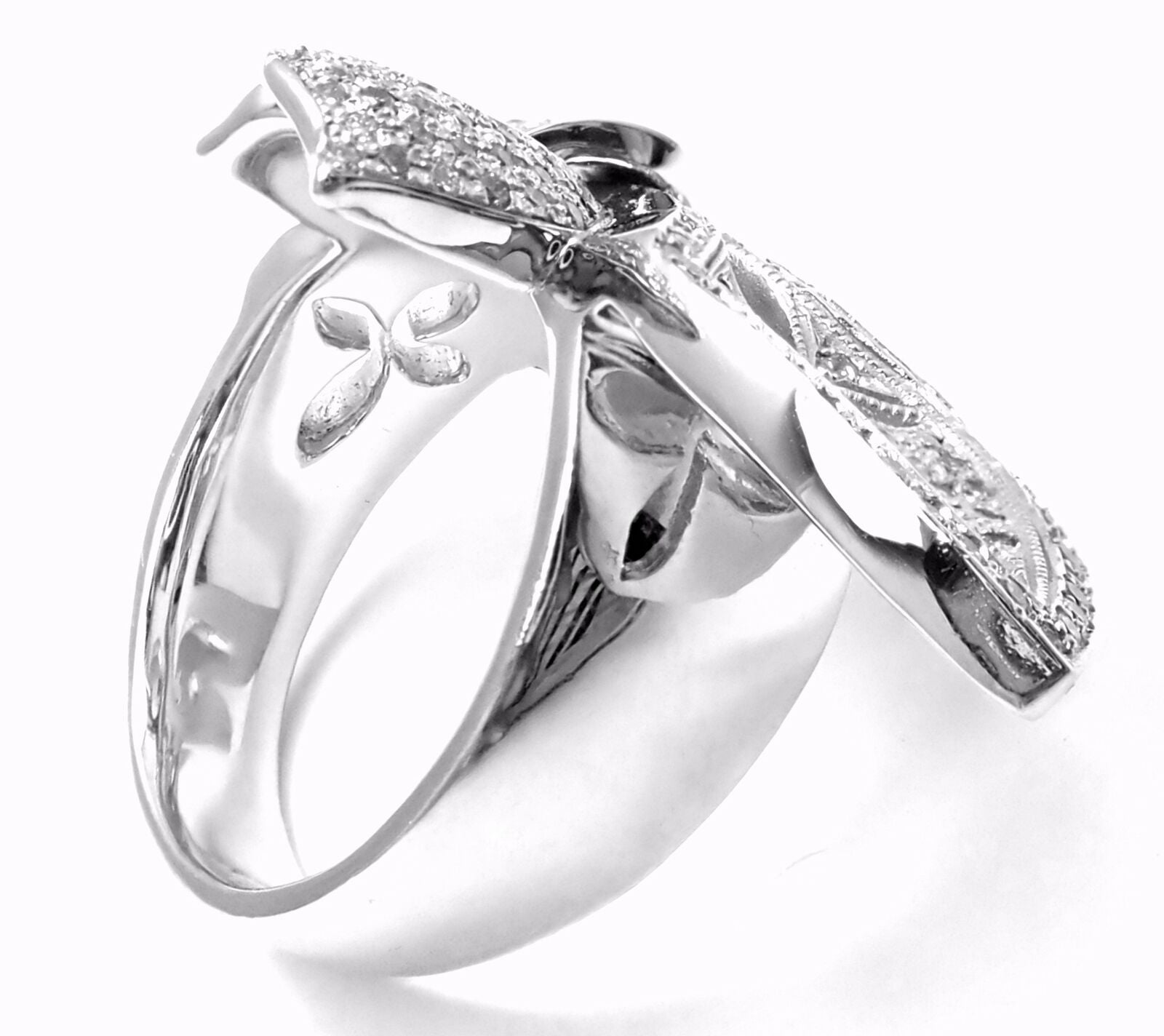 Authentic! Loree Rodkin 18k White Gold Diamond Fleur De Lis Ring Cert. | Fortrove