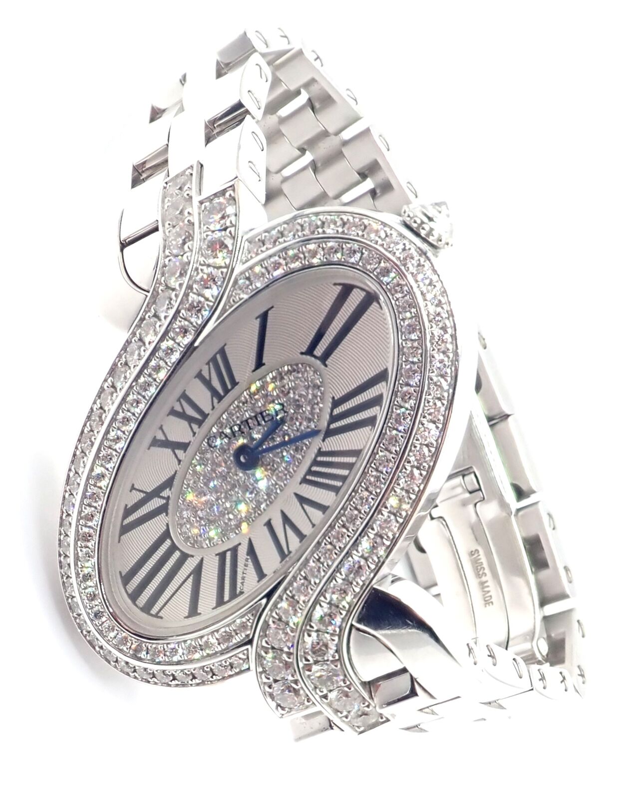 Authentic! Cartier Delices de Cartier 18k White Gold Diamond Quartz Watch 3380 | Fortrove