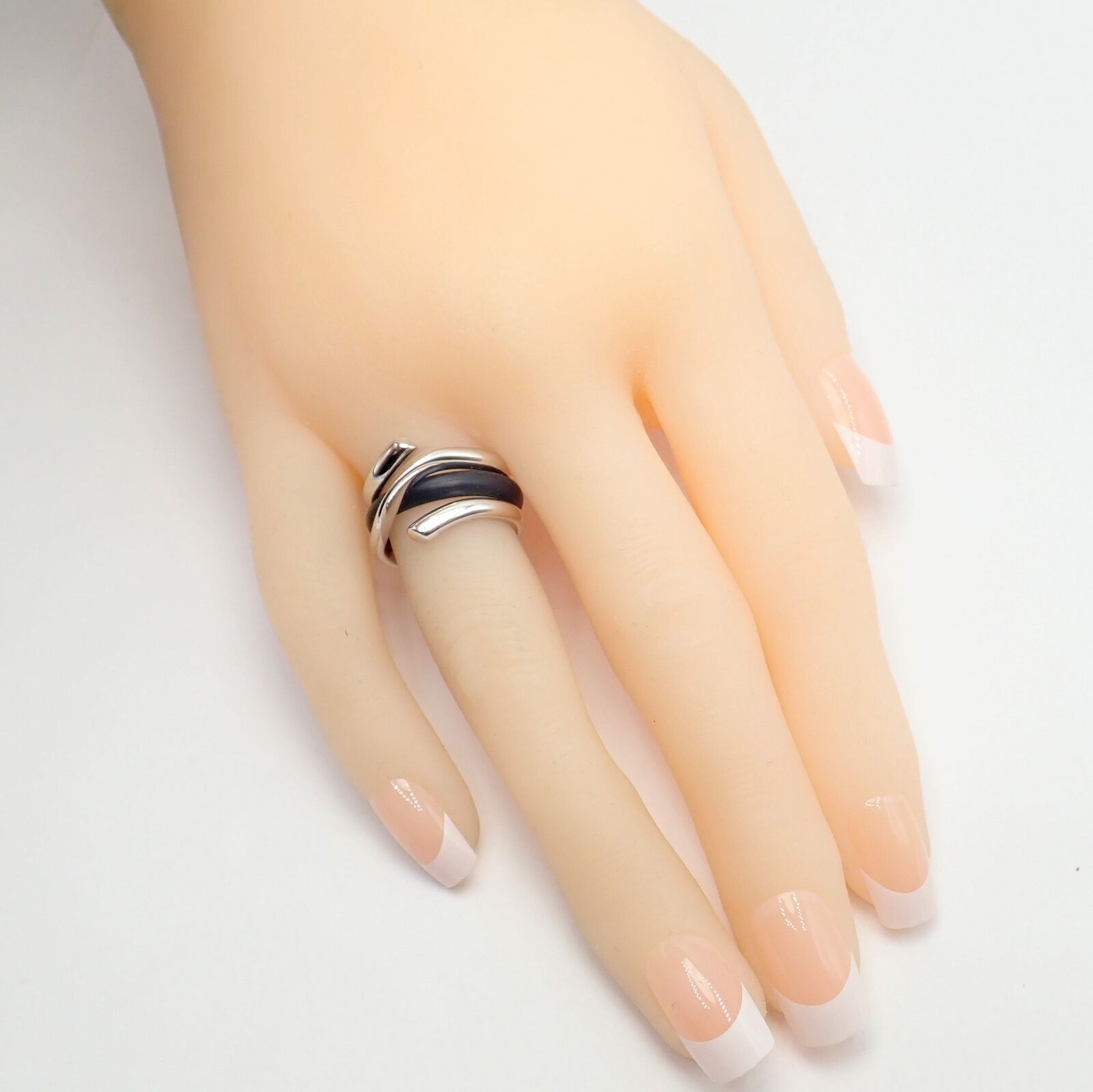 Authentic! Georg Jensen 18K White Gold Magic Rubber Ring sz 5.5 51 | Fortrove
