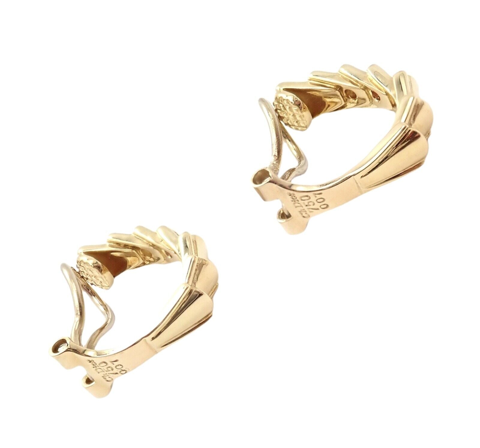 Rare! Authentic Christian Dior 18k Yellow Gold Diamond Ruby Earrings | Fortrove