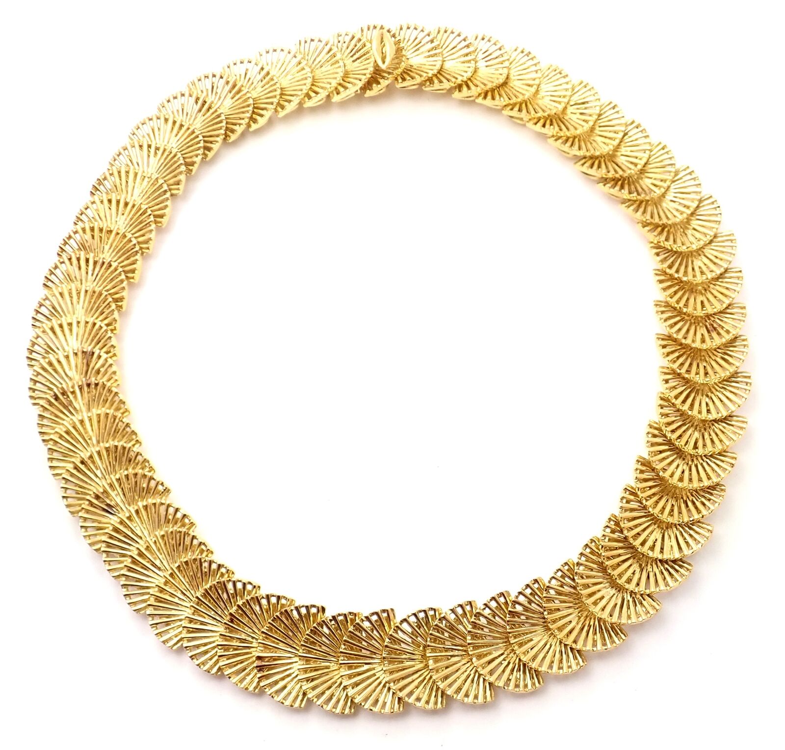 Rare! Authentic Vintage Tiffany & Co 18k Yellow Gold Fan Shell Link Necklace | Fortrove