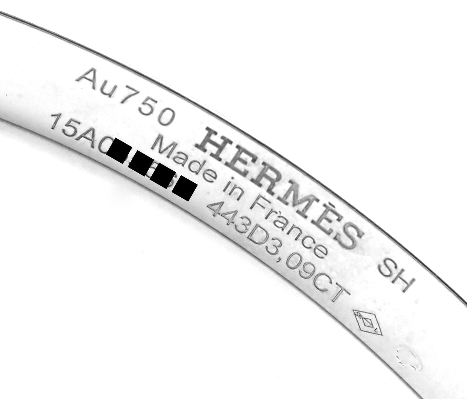 Authentic! Hermes H D'Ancre 18k White Gold Diamond Small Model Bangle Bracelet | Fortrove
