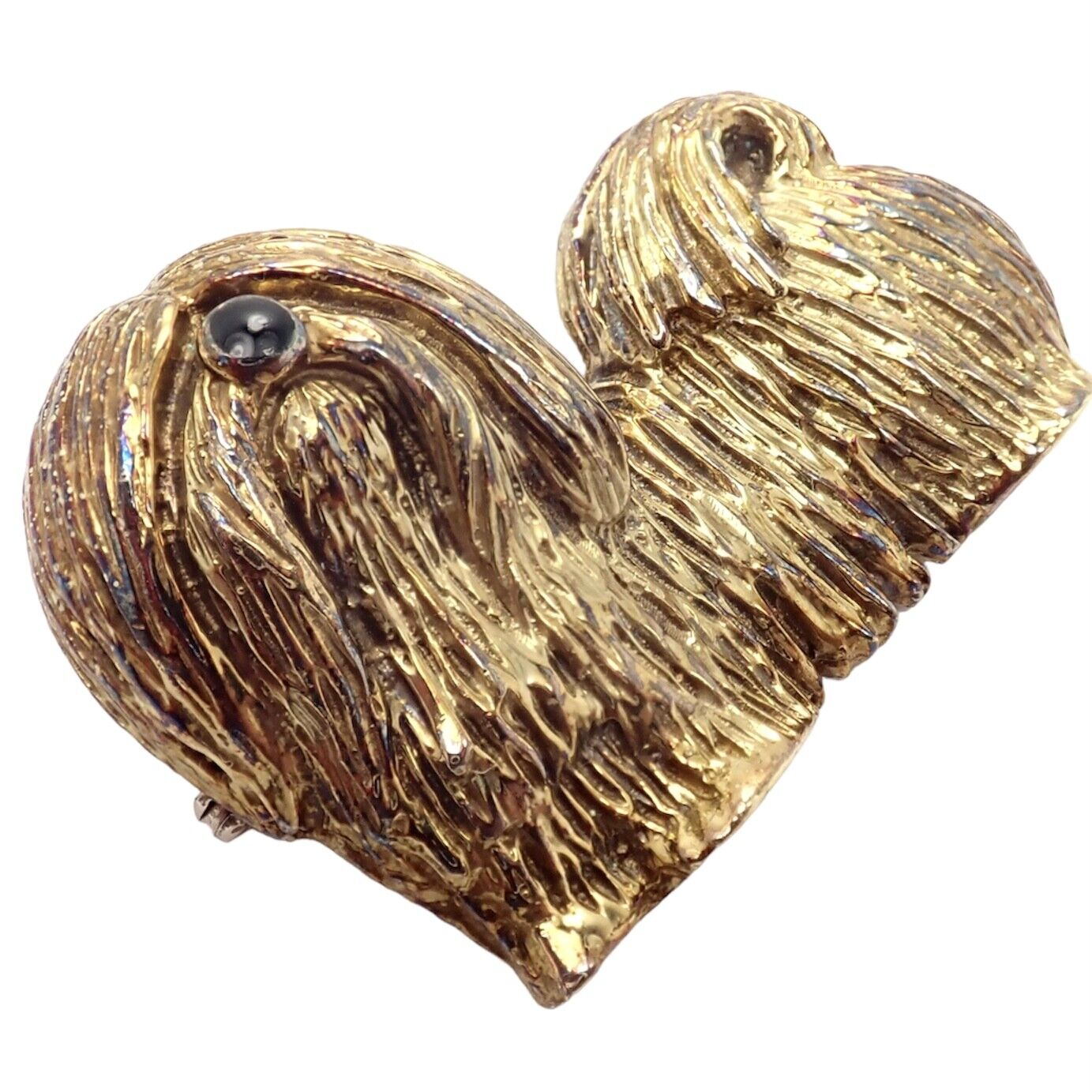 Rare! Vintage Tiffany & Co 14k Yellow Gold Enamel Dog Shih Tzu Brooch Pin 1960's | Fortrove