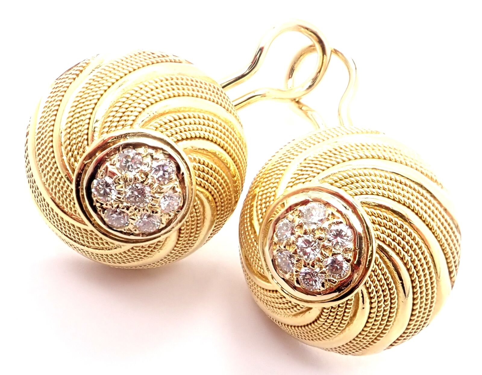 Rare! Authentic Tiffany & Co 18k Yellow Gold Diamond Earrings | Fortrove