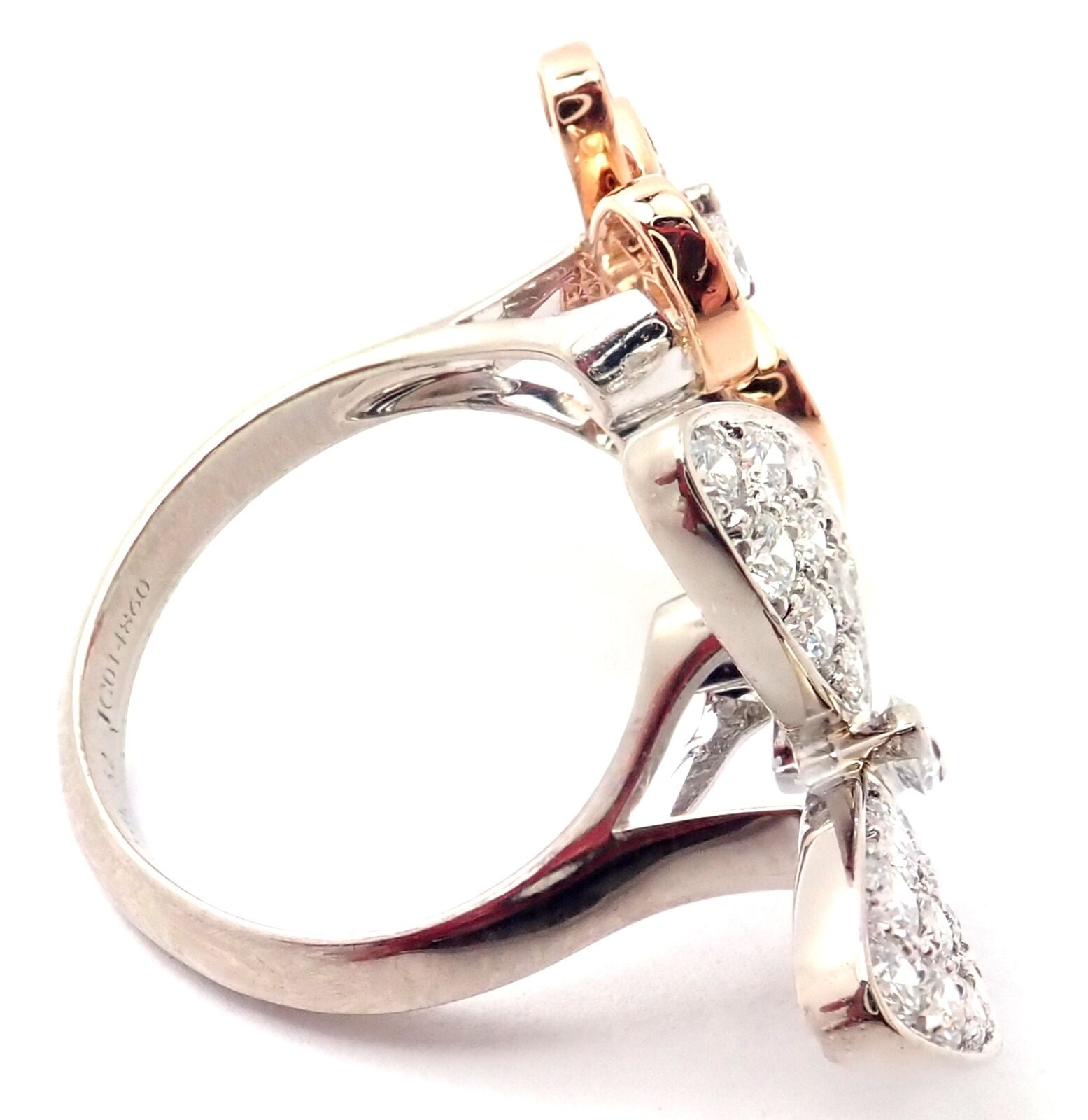 Van Cleef & Arpels 18k Gold Diamond Sapphire Two Butterfly Between Finger Ring | Fortrove