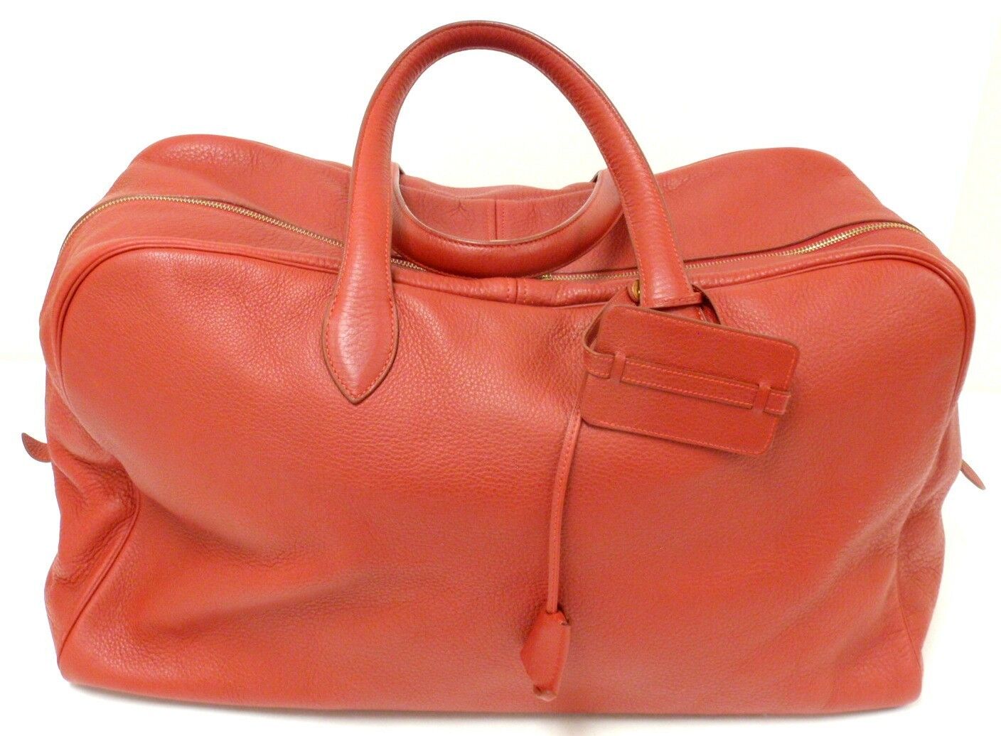 AUTHENTIC! HERMES 50CM VICTORIA RED CLEMENCE TRAVEL TOTE GHW