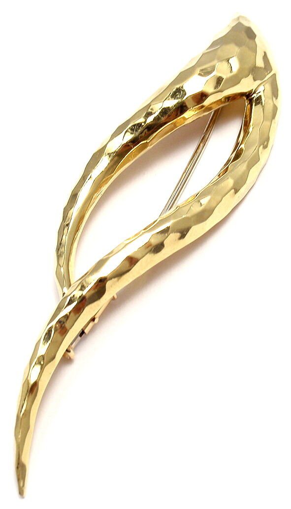RARE! AUTHENTIC HENRY DUNAY 18K YELLOW GOLD ABSTRACT PIN BROOCH | Fortrove