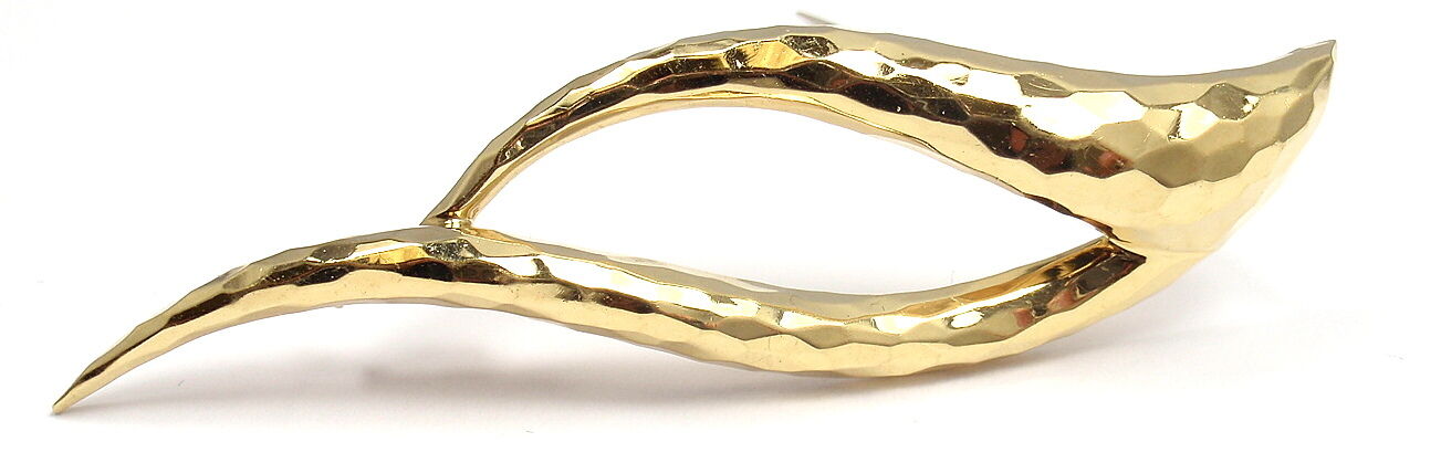 RARE! AUTHENTIC HENRY DUNAY 18K YELLOW GOLD ABSTRACT PIN BROOCH | Fortrove