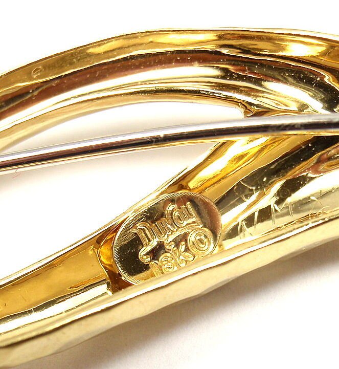 RARE! AUTHENTIC HENRY DUNAY 18K YELLOW GOLD ABSTRACT PIN BROOCH | Fortrove