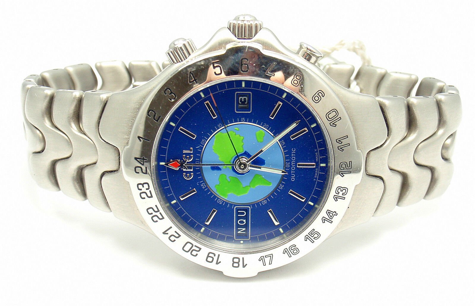 Ebel Jewelry & Watches:Watches, Parts & Accessories:Watches:Wristwatches SHARP! AUTHENTIC EBEL STAINLESS STEEL BLUE DIAL SPORTWAVE WORLD TIME WATCH