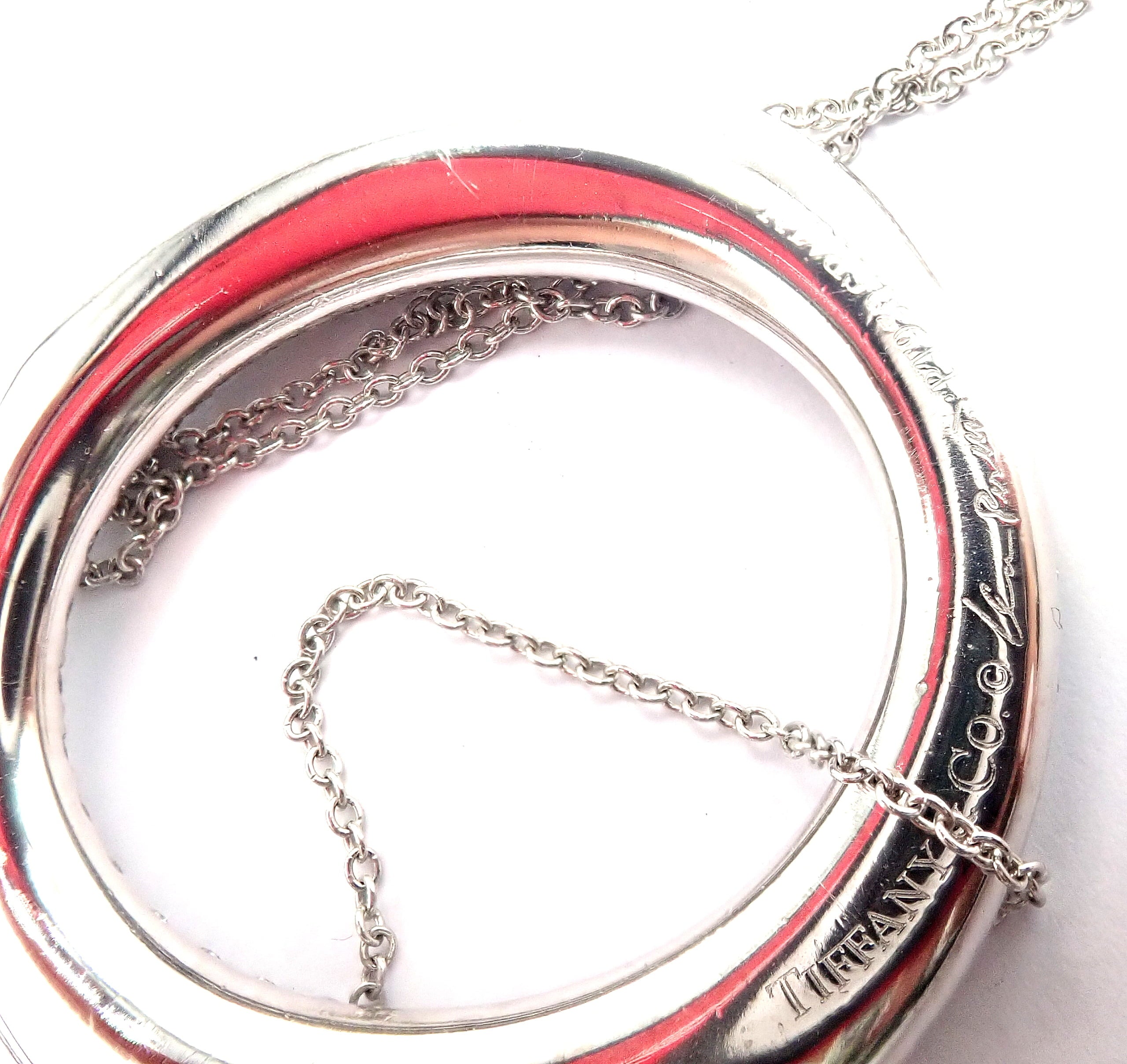 Tiffany & Co Peretti Platinum Diamond Large 35mm Sevillana Pendant Necklace | Fortrove