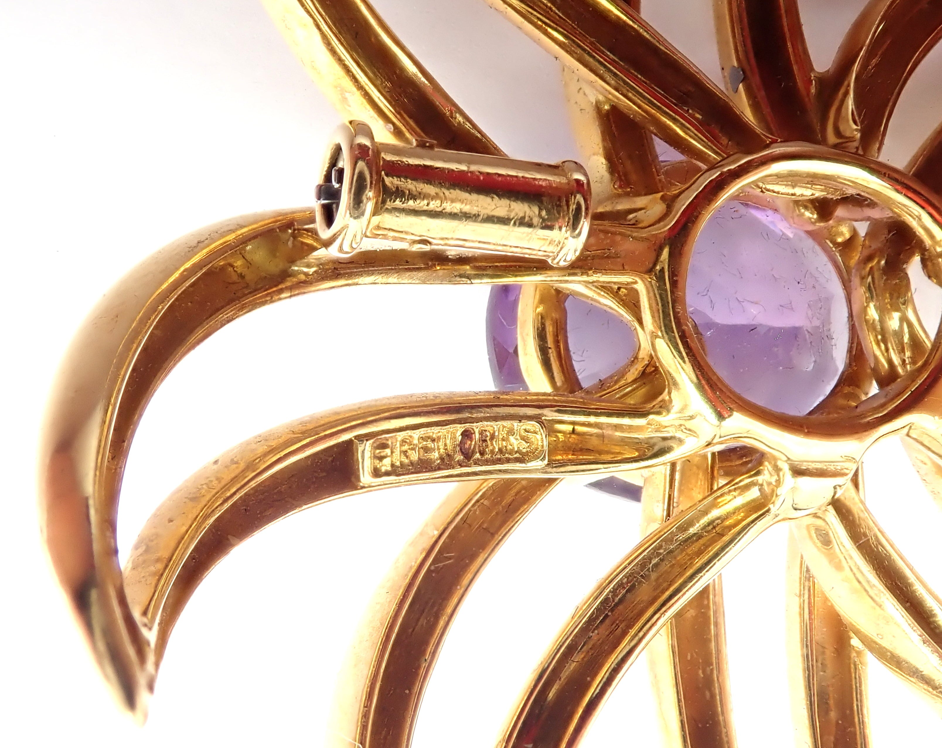 Tiffany & Co. Jewelry & Watches:Fine Jewelry:Brooches & Pins Authentic! Tiffany & Co Fireworks 18k Yellow Gold Amethyst Pin Brooch 1994