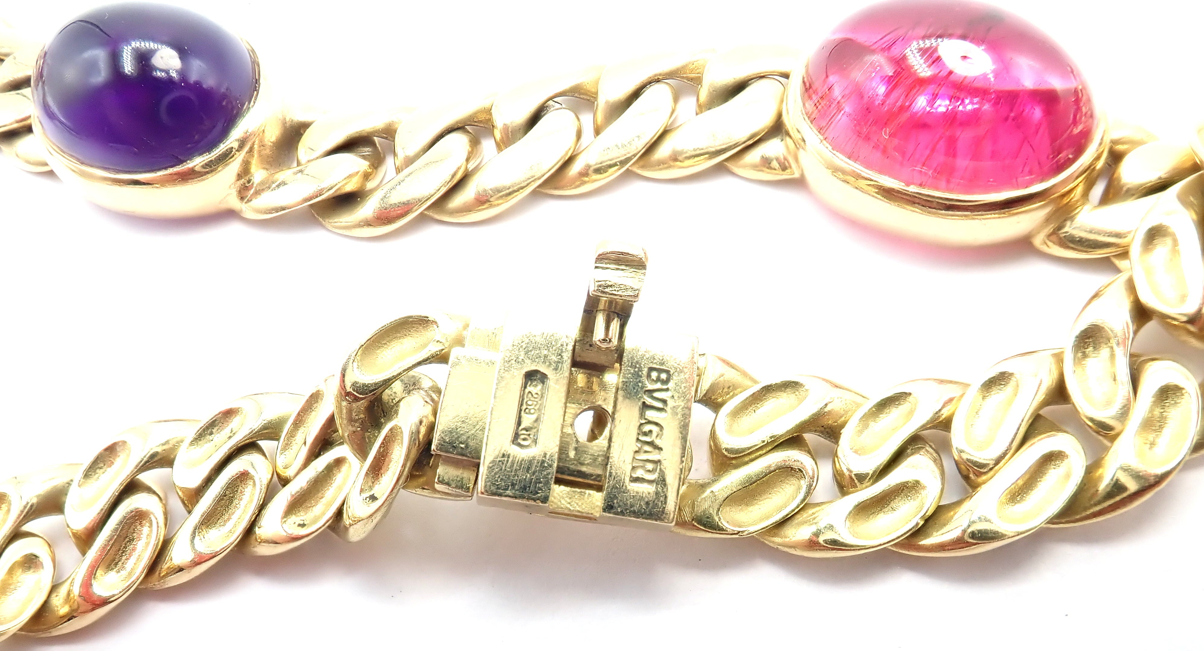 Rare! Vintage Bvlgari Bulgari 18k Yellow Gold Color Stone Link Necklace | Fortrove
