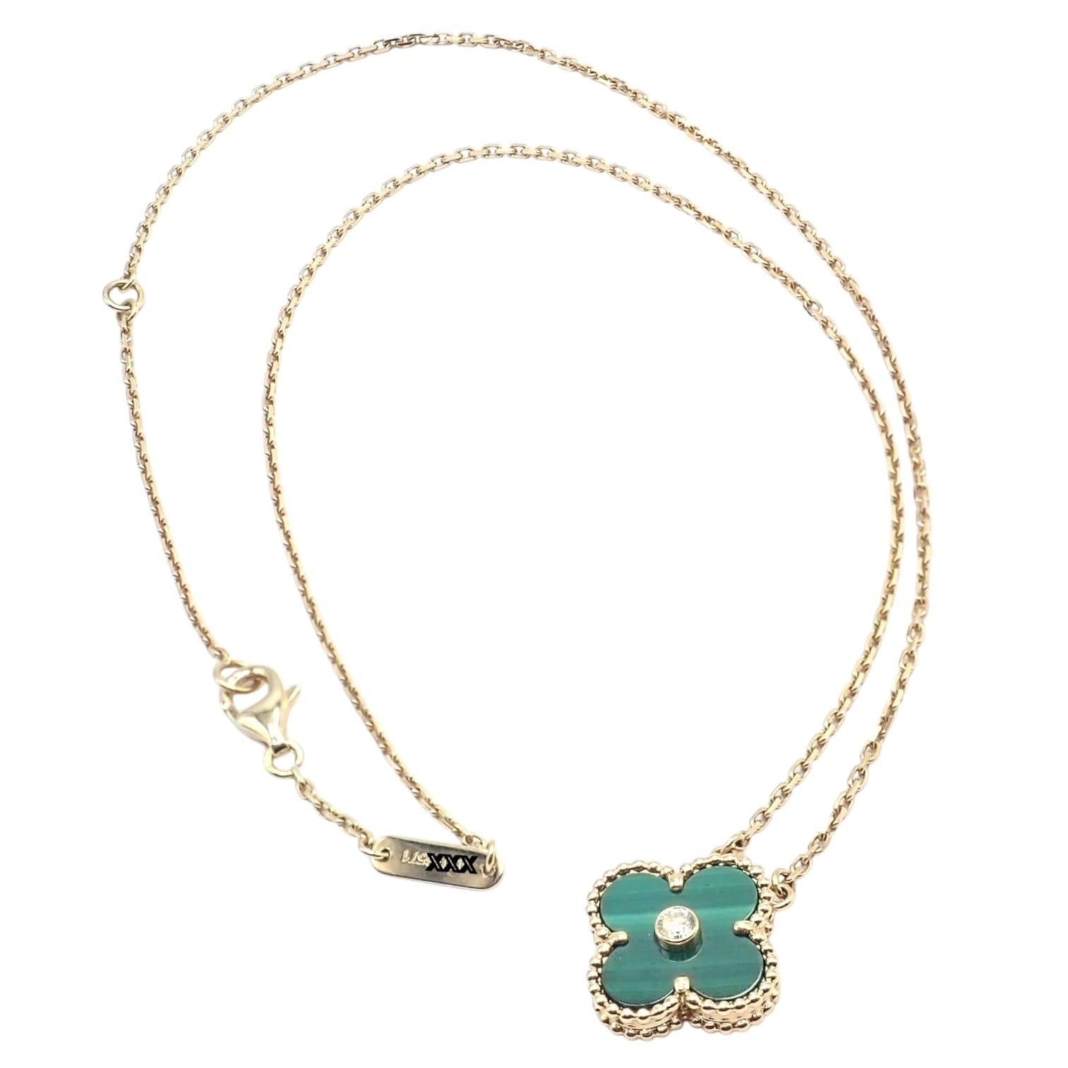 Van Cleef & Arpels Diamond 18k Vintage Alhambra Malachite Holiday 2013 Necklace | Fortrove