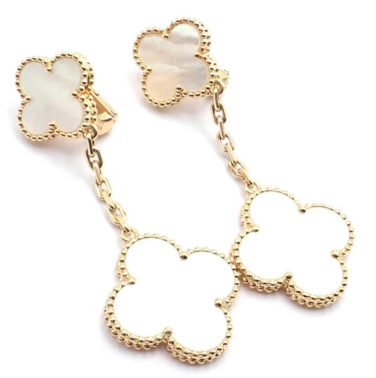 Van Cleef & Arpels Jewelry & Watches:Fine Jewelry:Earrings Van Cleef & Arpels 18k Yellow Gold Magic Alhambra Mother Of Pearl Earrings Paper