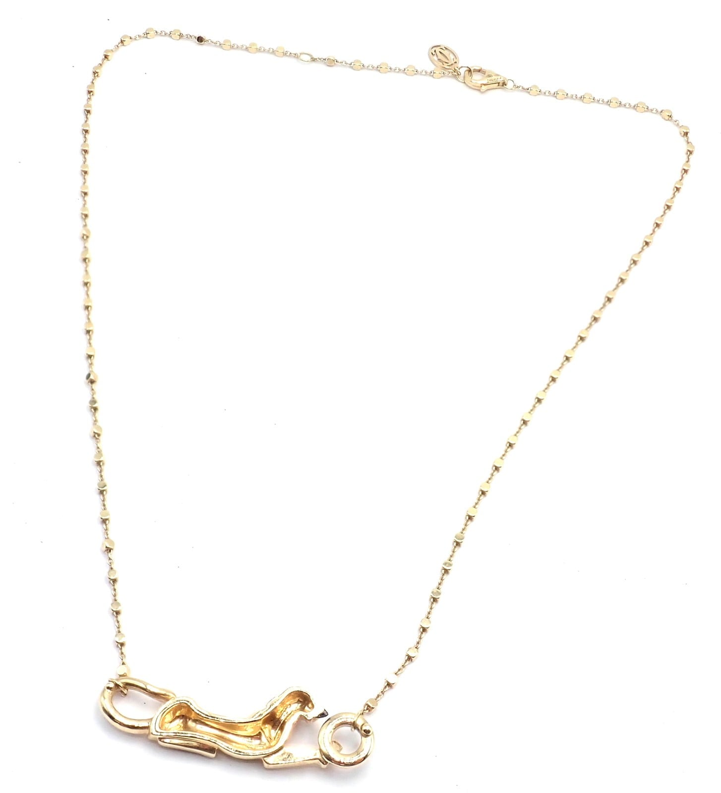 Authentic! Cartier Panther 18k Yellow Gold Diamond Tsavorite Necklace Cert. | Fortrove