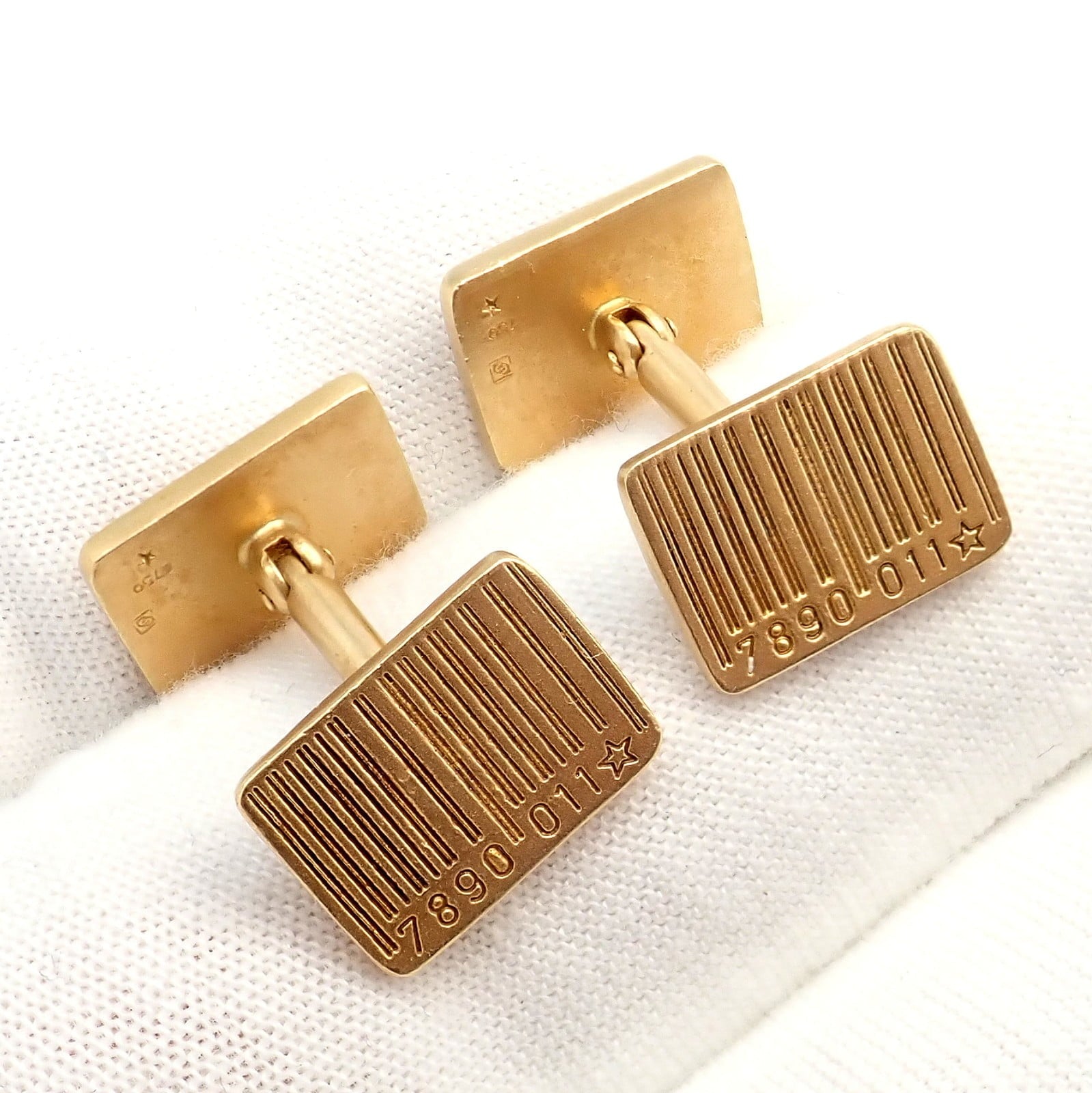 H.Stern Jewelry & Watches:Men's Jewelry:Cufflinks Rare! H. Stern 18k Yellow Gold UPC Bar Code Cufflinks