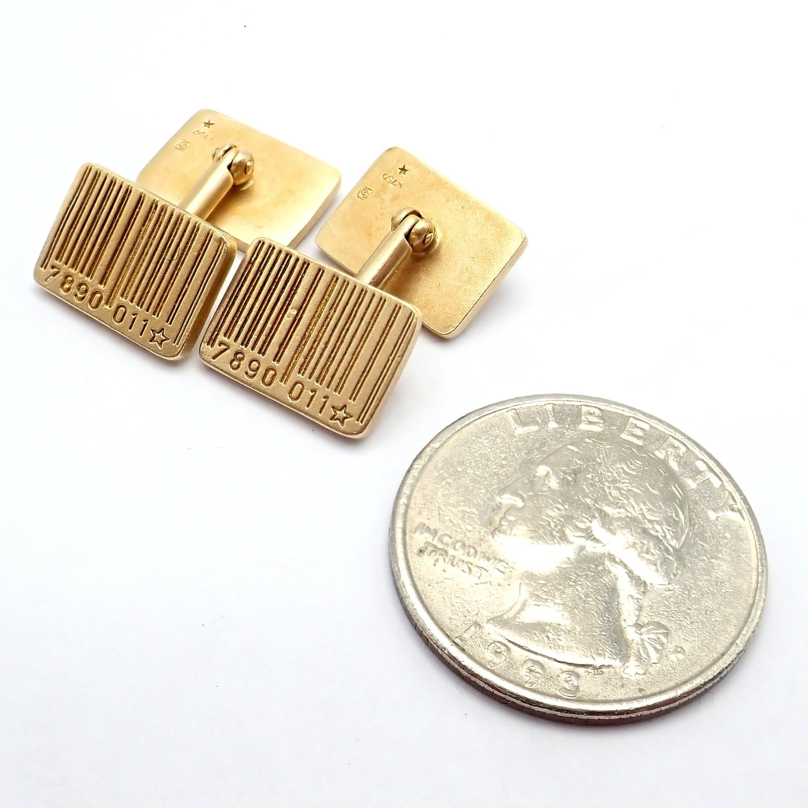 H.Stern Jewelry & Watches:Men's Jewelry:Cufflinks Rare! H. Stern 18k Yellow Gold UPC Bar Code Cufflinks