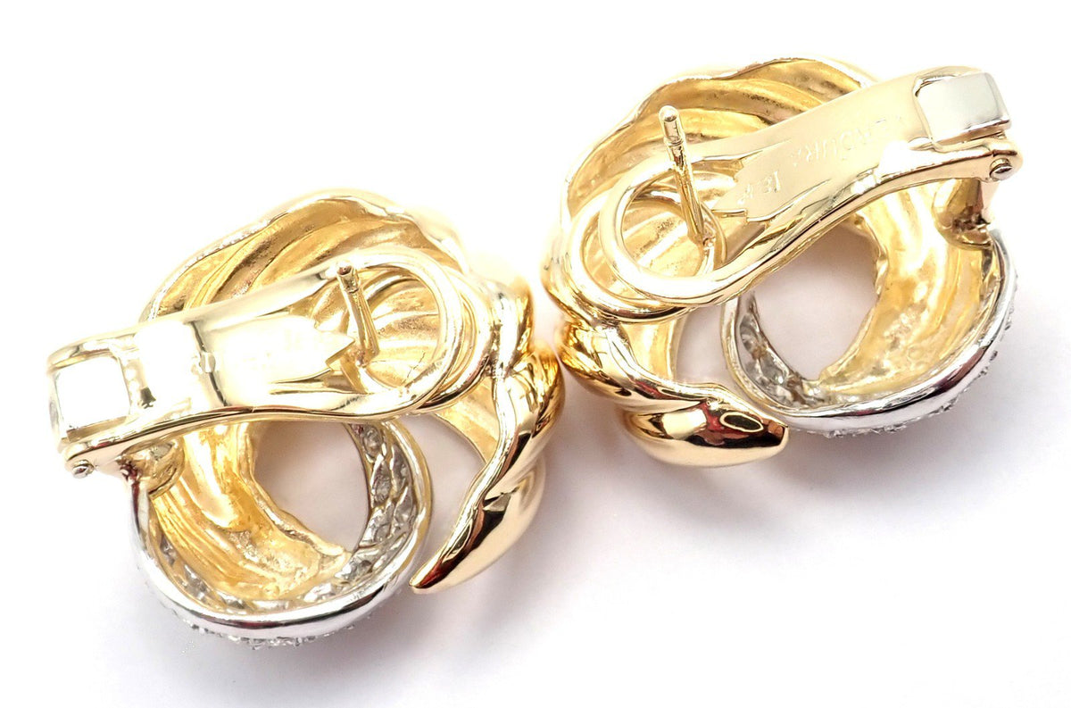 Verdura Jewelry & Watches:Fine Jewelry:Earrings Authentic! Verdura 18k Yellow Gold Diamond Swirl Earrings