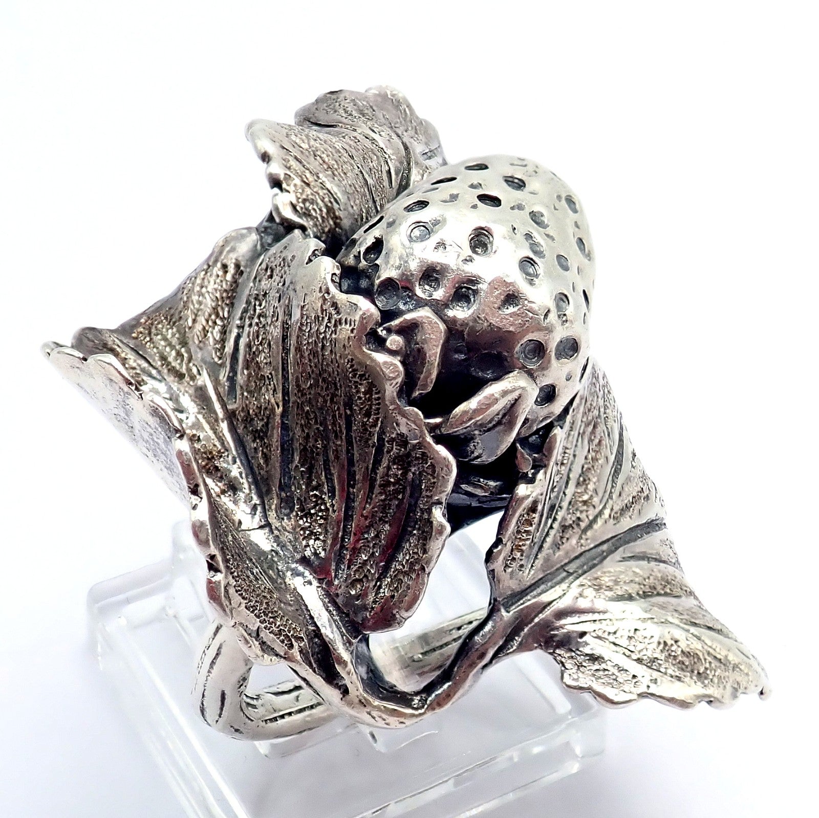Rare! Vintage Mario Buccellati Silver Strawberry Leaf Branch Ring Sz 7 | Fortrove