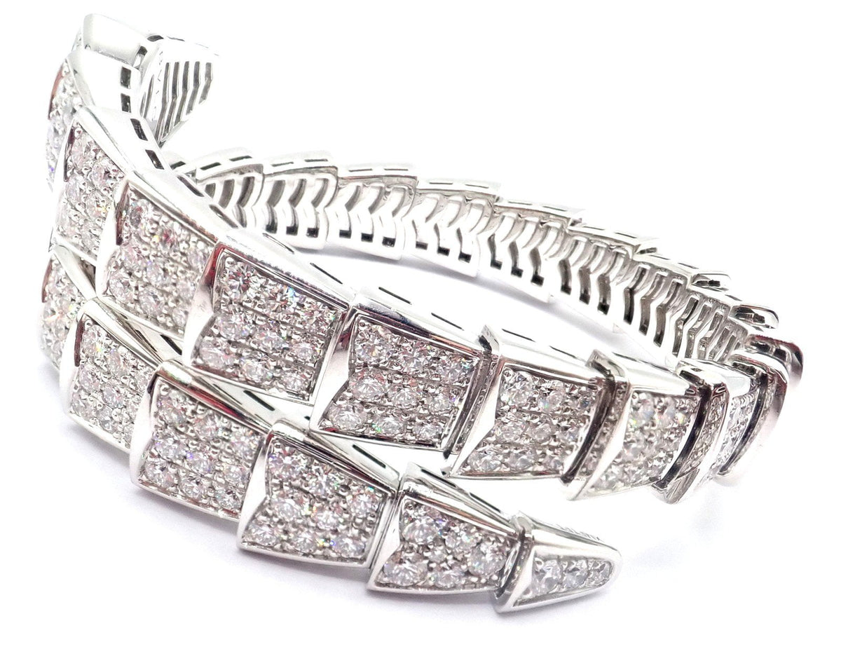 Bvlgari Jewelry & Watches:Fine Jewelry:Bracelets & Charms Authentic! Bulgari Bvlgari Serpenti Viper 18k White Gold Diamond Bangle Bracelet