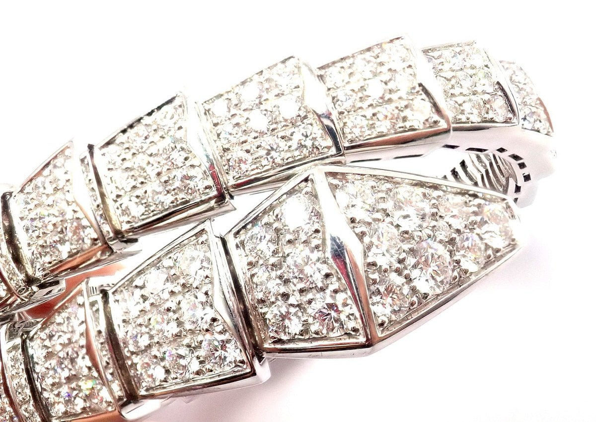 Bvlgari Jewelry & Watches:Fine Jewelry:Bracelets & Charms Authentic! Bulgari Bvlgari Serpenti Viper 18k White Gold Diamond Bangle Bracelet