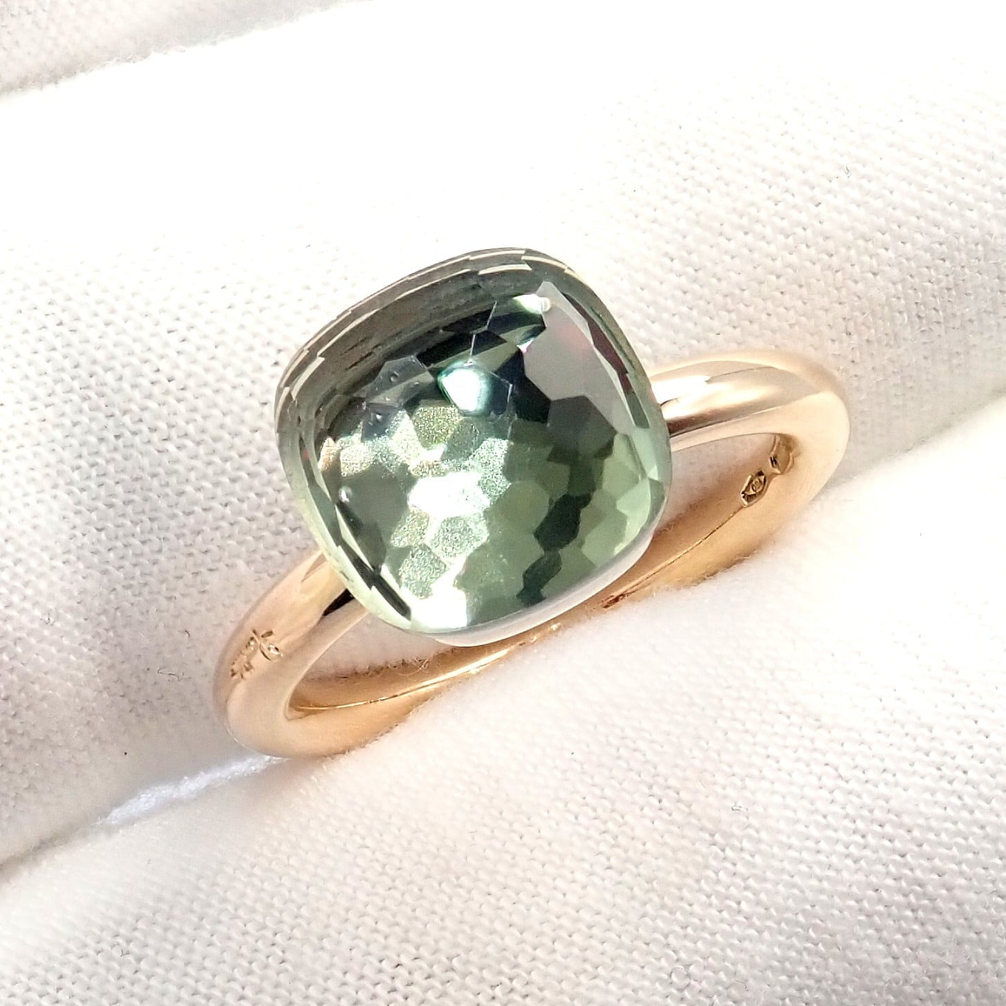 Authentic! Pomellato 18k Yellow Gold Nudo Maxi Classic Prasiolite Ring Sz 8 | Fortrove