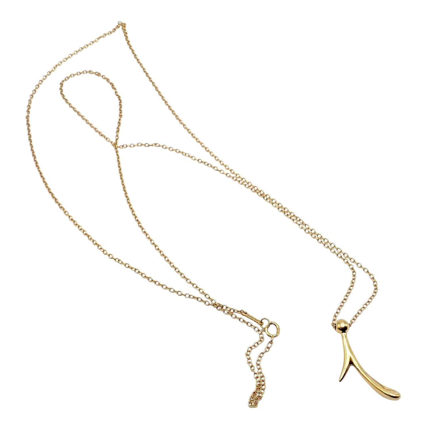 Tiffany & Co. Jewelry & Watches:Fine Jewelry:Necklaces & Pendants Vintage! Tiffany & Co Peretti 18k Gold 31" Chain Initial I Pendant Necklace 1983