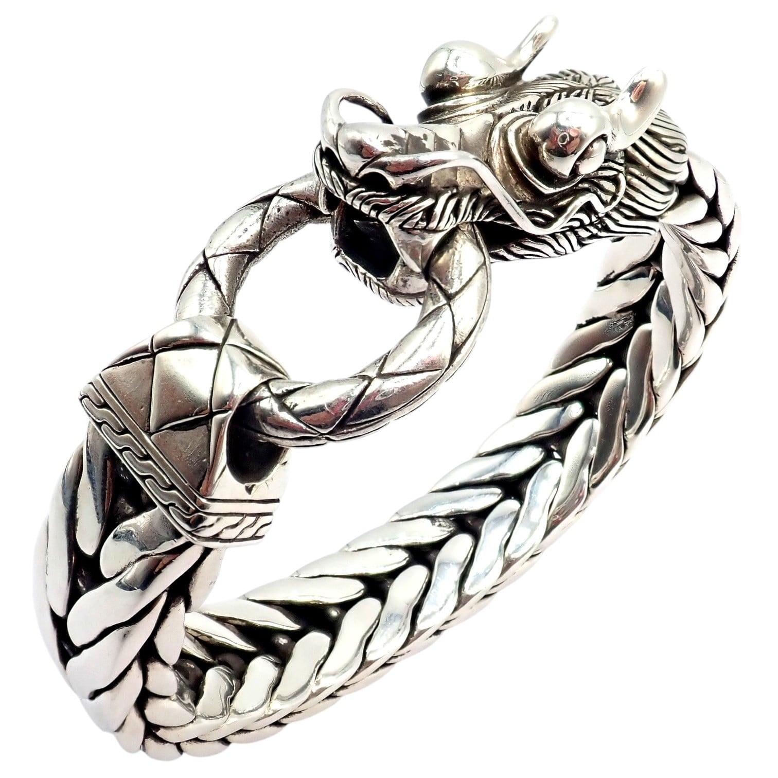 John Hardy Jewelry & Watches:Fine Jewelry:Bracelets & Charms Authentic! John Hardy JH Silver Wide Naga Dragon Large Mens XL Bracelet