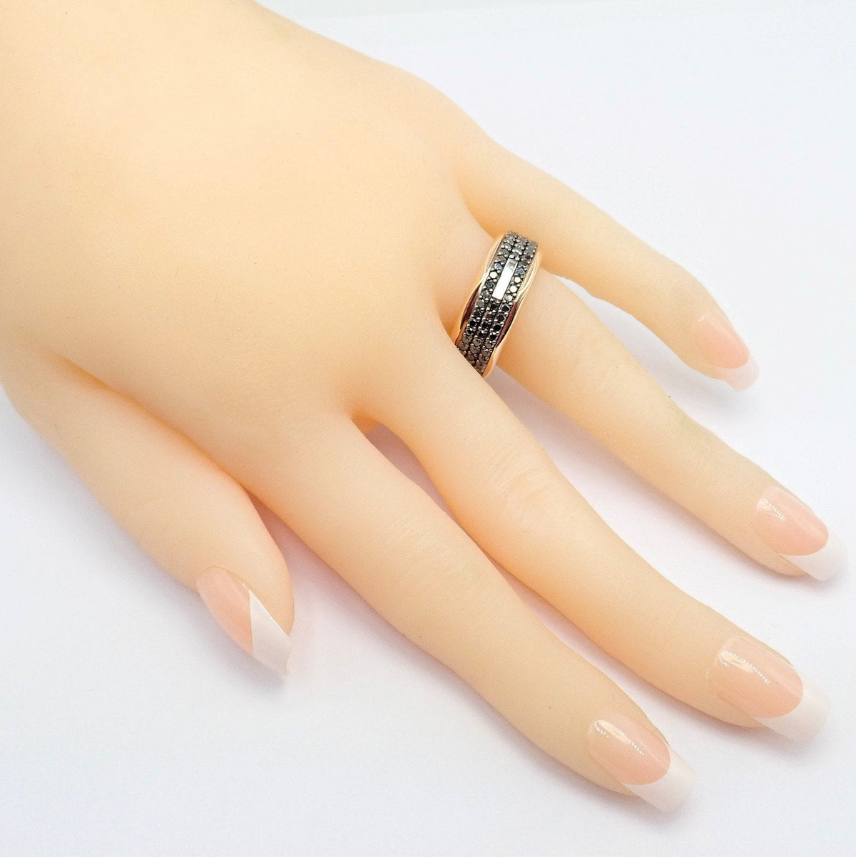 Sauro Jewelry & Watches:Fine Jewelry:Rings Sauro Rotante Octagonal 18k Rose Gold Black Diamond Rotating Band Ring Sz 10