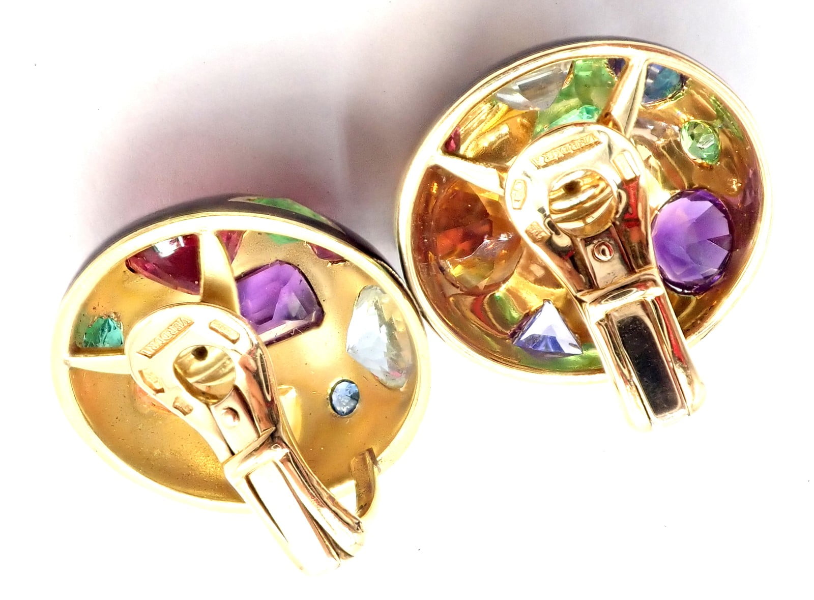 Verdura Jewelry & Watches:Fine Jewelry:Earrings Authentic! Verdura Fulco 18k Yellow Gold  Color Stone Black Enamel Earrings