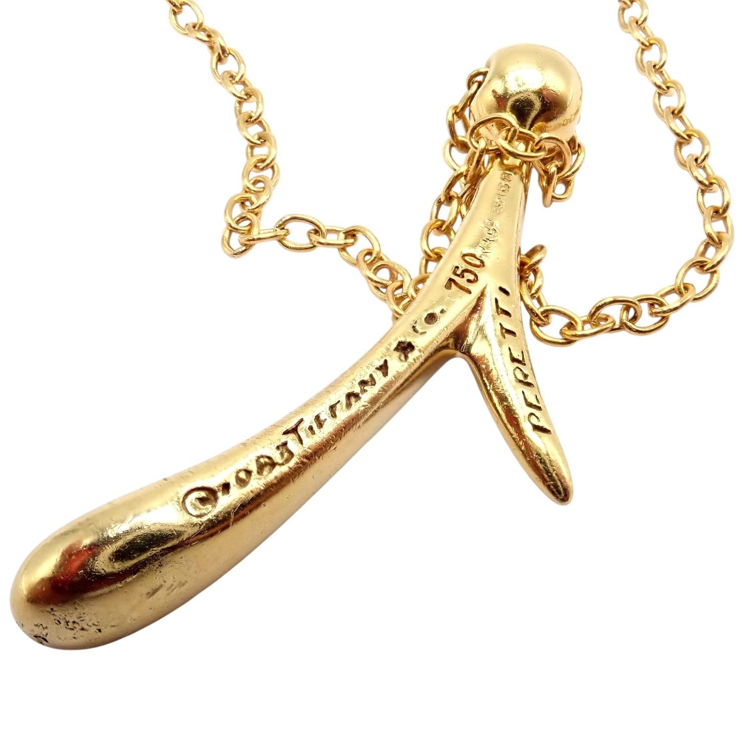 Tiffany & Co. Jewelry & Watches:Fine Jewelry:Necklaces & Pendants Vintage! Tiffany & Co Peretti 18k Gold 31" Chain Initial I Pendant Necklace 1983