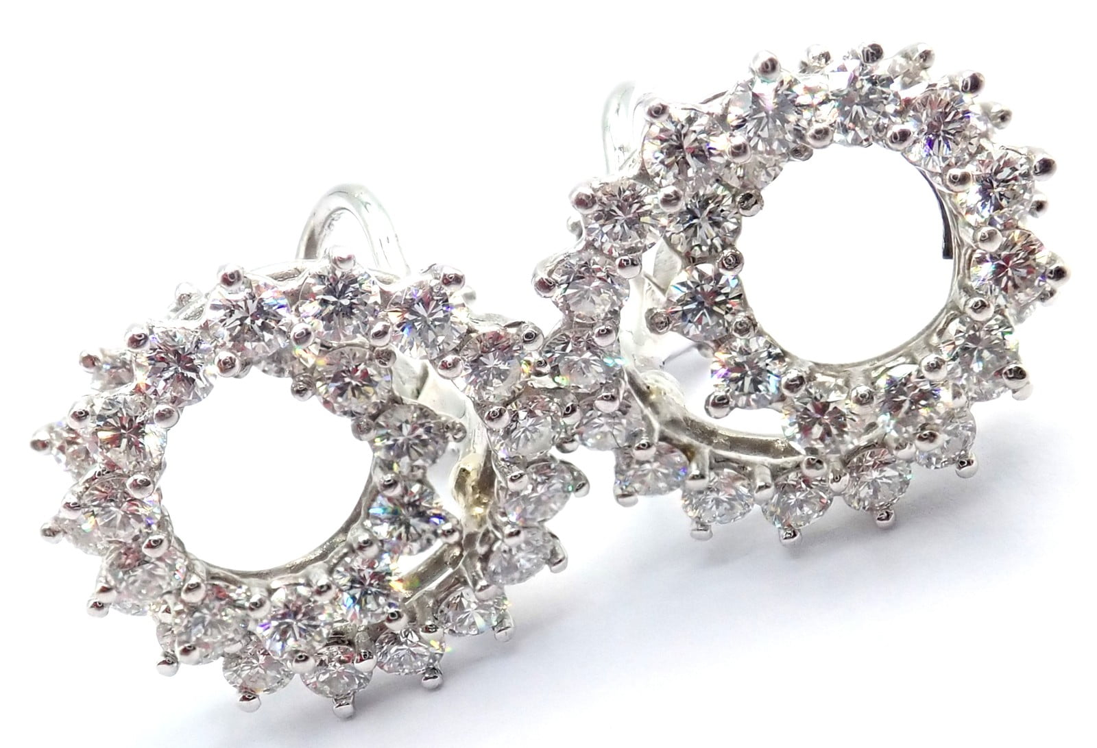 Authentic! Vintage Tiffany & Co Irid Platinum Diamond Swirl Earrings | Fortrove