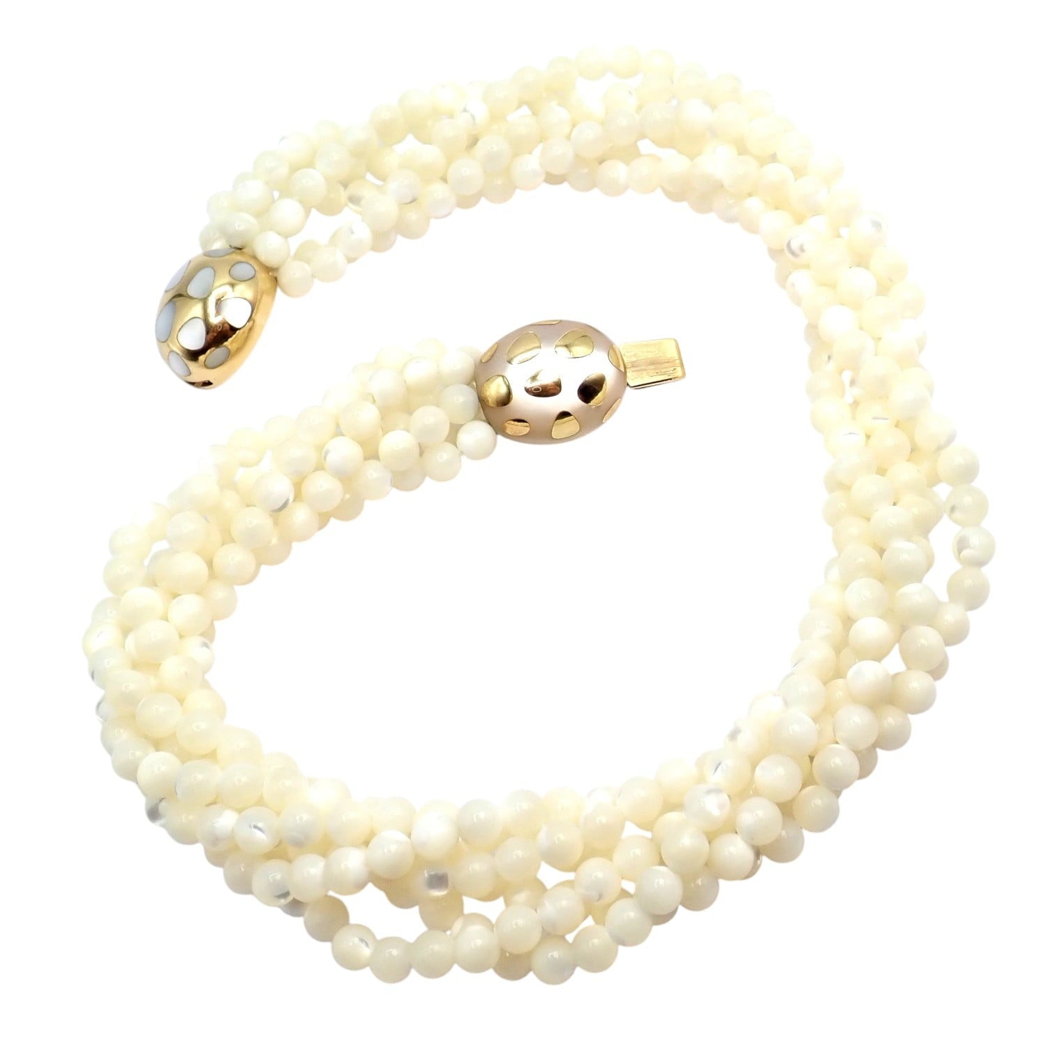 Tiffany & Co. Jewelry & Watches:Fine Jewelry:Necklaces & Pendants Tiffany & Co Cummings 18k Gold Mother Of Pearl Bead Positive Torsade Necklace