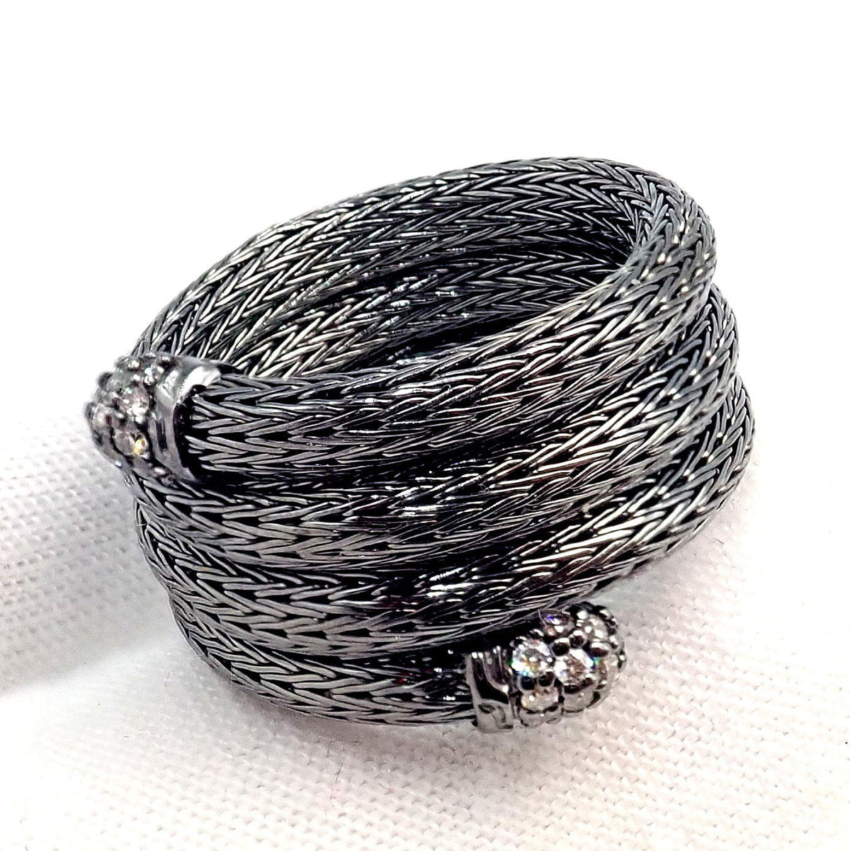 John Hardy Jewelry & Watches:Fine Jewelry:Rings John Hardy JH Silver Blackened Sterling Silver Diamond Coil Ring sz 6