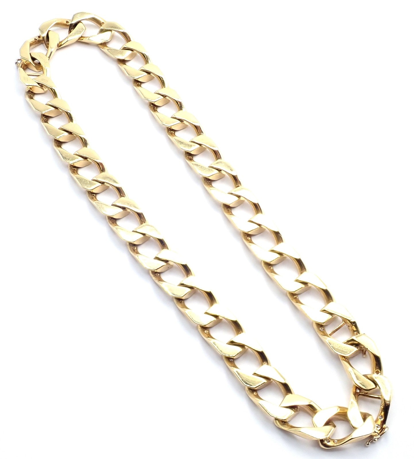 Authentic! Bvlgari Bulgari 18k Yellow Gold Diamond Two Link Bracelets Necklace | Fortrove