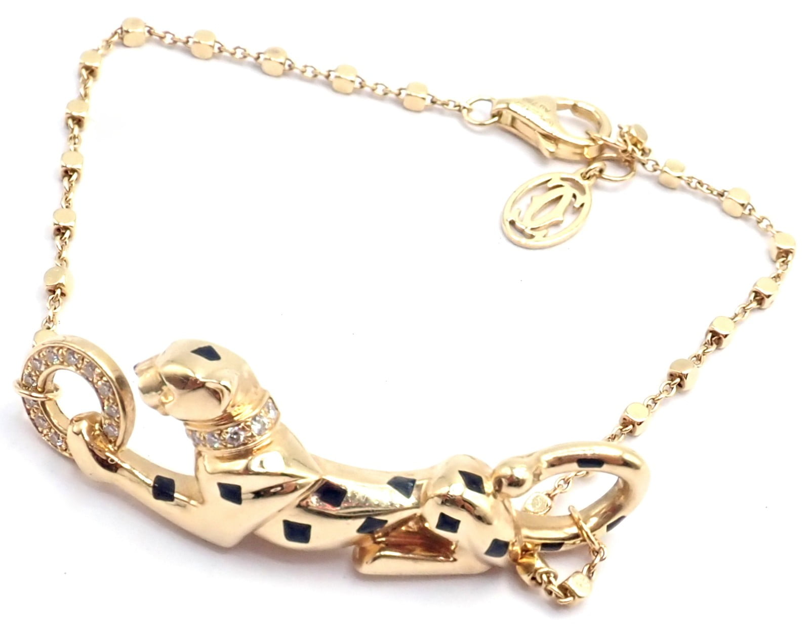 Cartier Jewelry & Watches:Fine Jewelry:Bracelets & Charms Authentic! Cartier Panther 18k Yellow Gold Diamond Tsavorite Bracelet Cert.