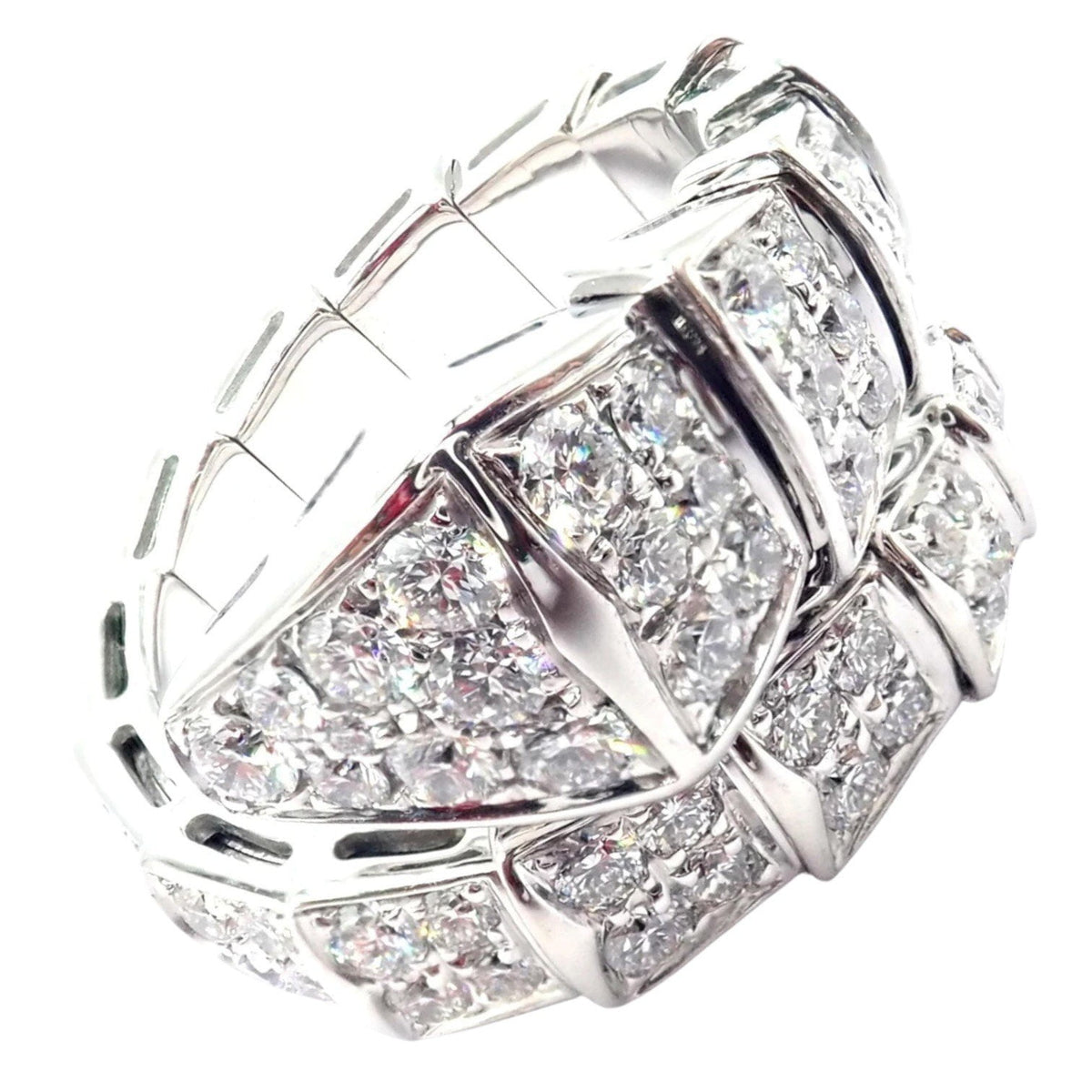 Bvlgari Jewelry & Watches:Fine Jewelry:Rings Authentic! Bulgari Bvlgari Serpenti Viper 18k White Gold Diamond Band Ring Cert