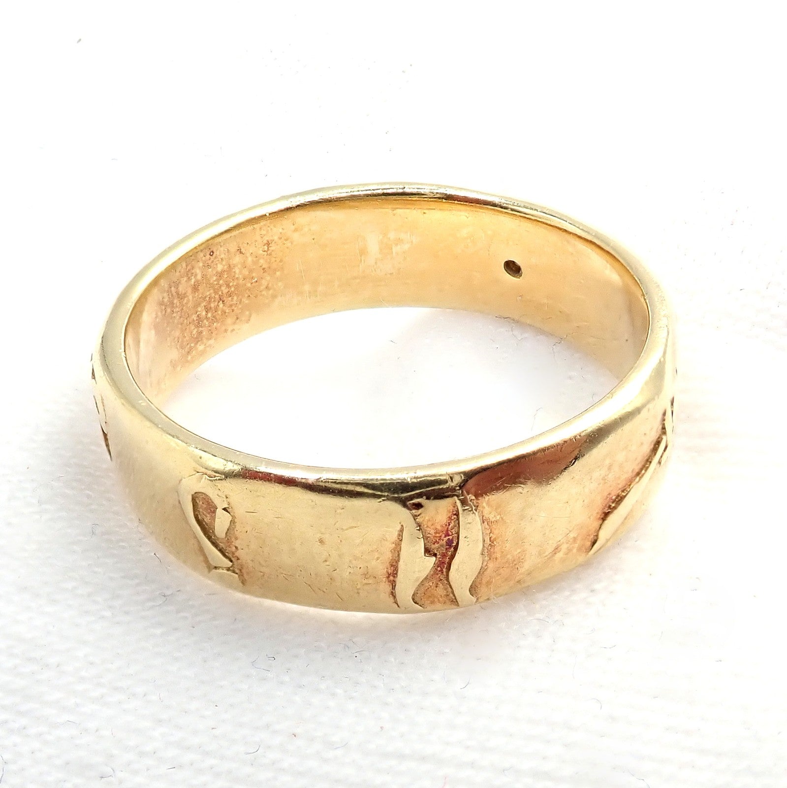 Authentic! H. Stern 18k Yellow Gold Diamond Glyph Band Ring sz 7 | Fortrove