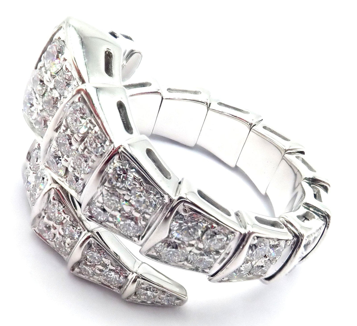 Bvlgari Jewelry & Watches:Fine Jewelry:Rings Authentic! Bulgari Bvlgari Serpenti Viper 18k White Gold Diamond Band Ring Cert
