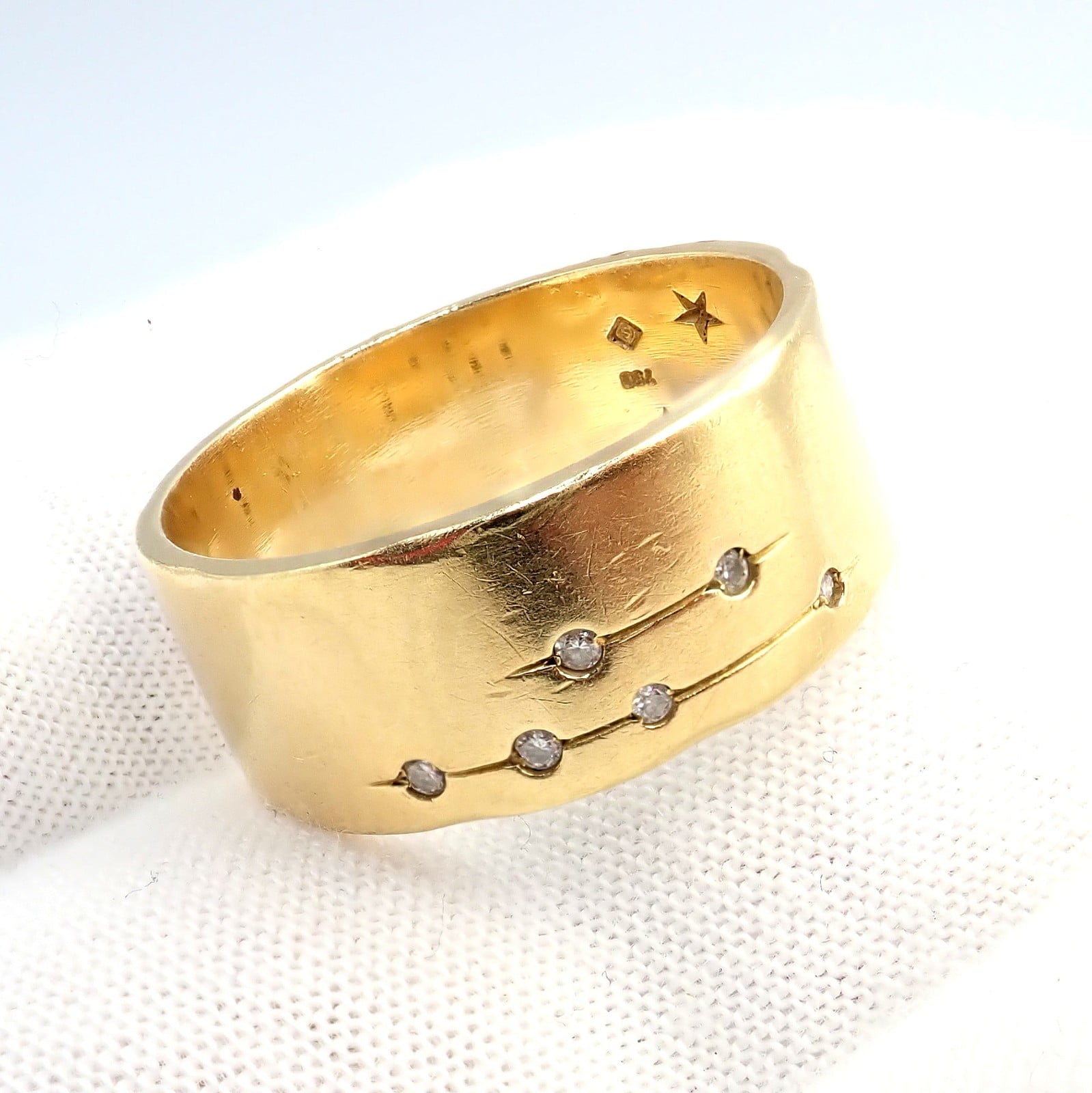 H.Stern Jewelry & Watches:Fine Jewelry:Rings H. Stern 18k Yellow Gold Diamond Constellation Stars Code Band Ring sz 9.5