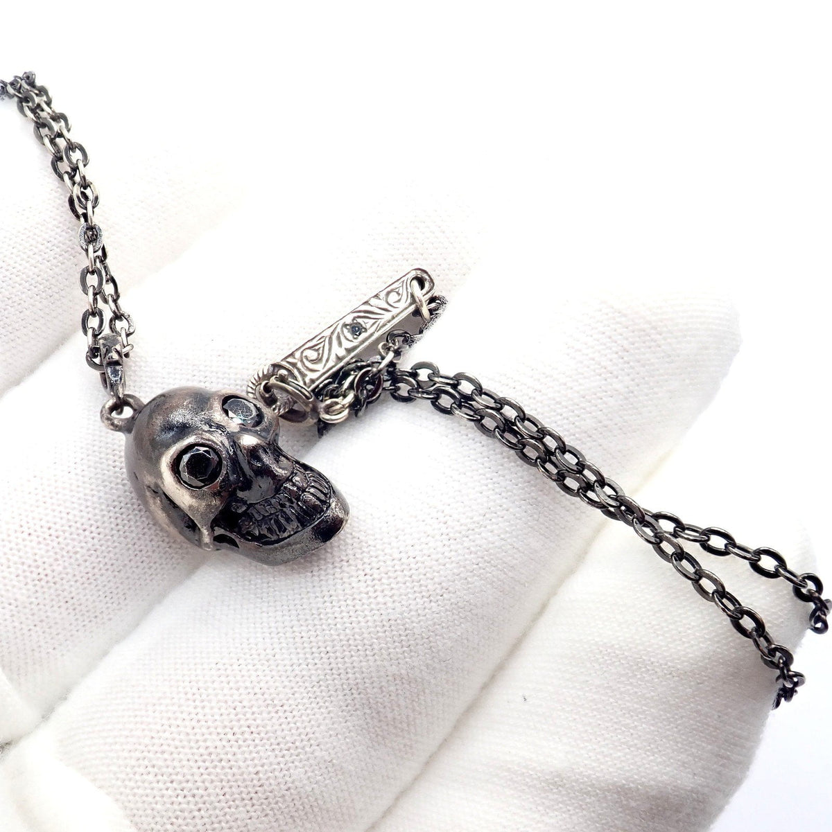 Loree Rodkin Jewelry & Watches:Fine Jewelry:Necklaces & Pendants Rare! Vintage Loree Rodkin Blackened Silver Charming Skull Necklace 20"