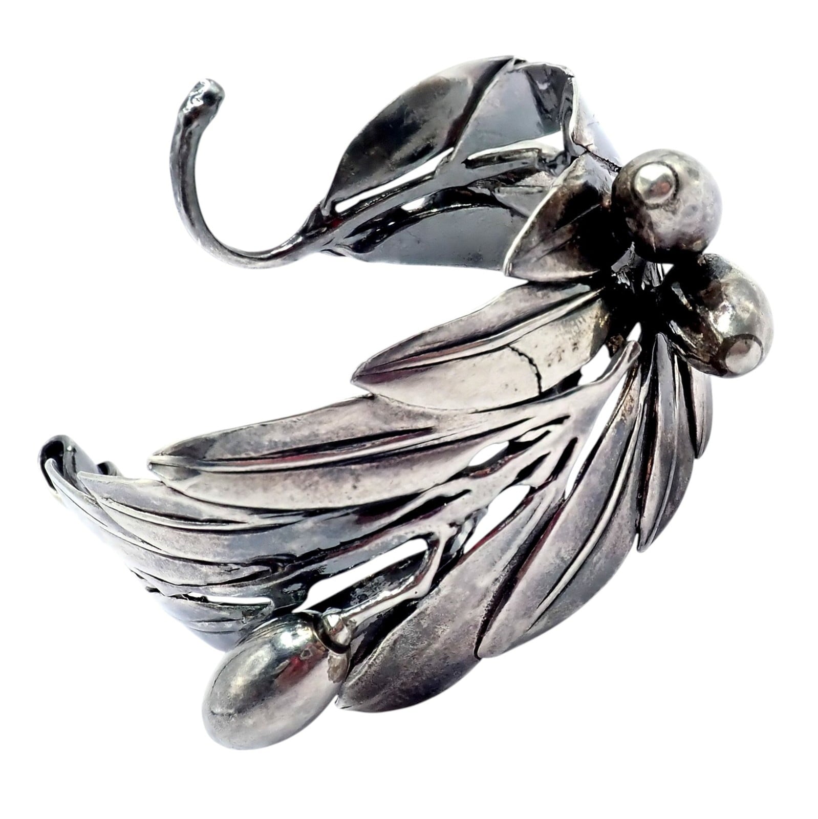 Rare! Vintage Mario Buccellati Silver Olive Leaf Branch Cuff Bracelet | Fortrove