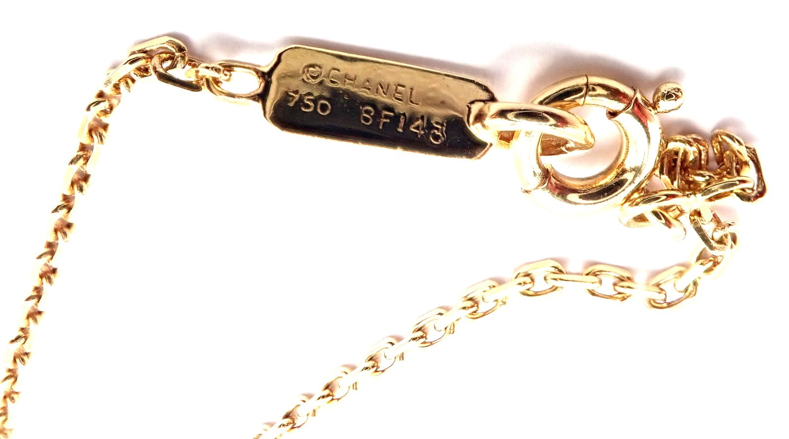 CHANEL Jewelry & Watches:Fine Jewelry:Necklaces & Pendants Authentic! Chanel 4 Leaf Clover 18k Gold Diamond Pendant Link Chain Necklace
