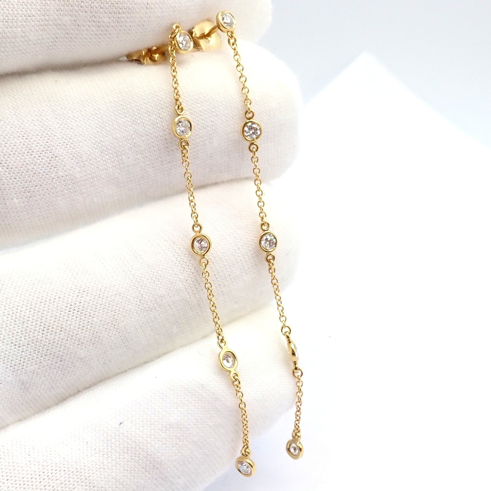 Tiffany & Co. Jewelry & Watches:Fine Jewelry:Earrings Rare! Tiffany & Co 18k Yellow Gold Peretti 10 Diamond By The Yard Drop Earrings