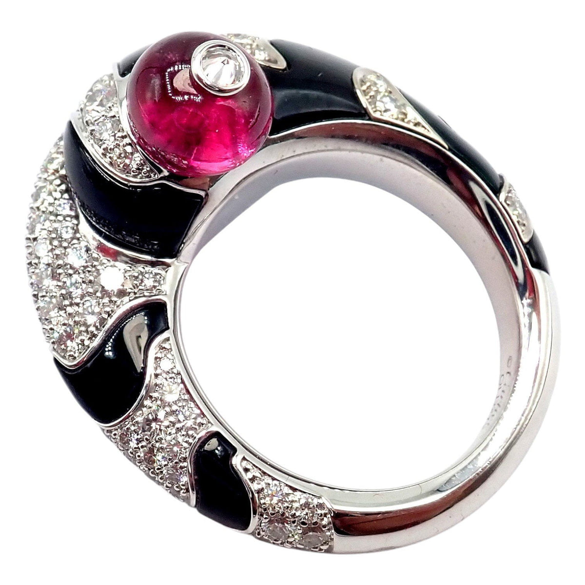 Cartier Jewelry & Watches:Fine Jewelry:Rings Rare! Cartier Beautes Du Monde 18k White Gold Diamond Rubellite Onyx Ring + Cert
