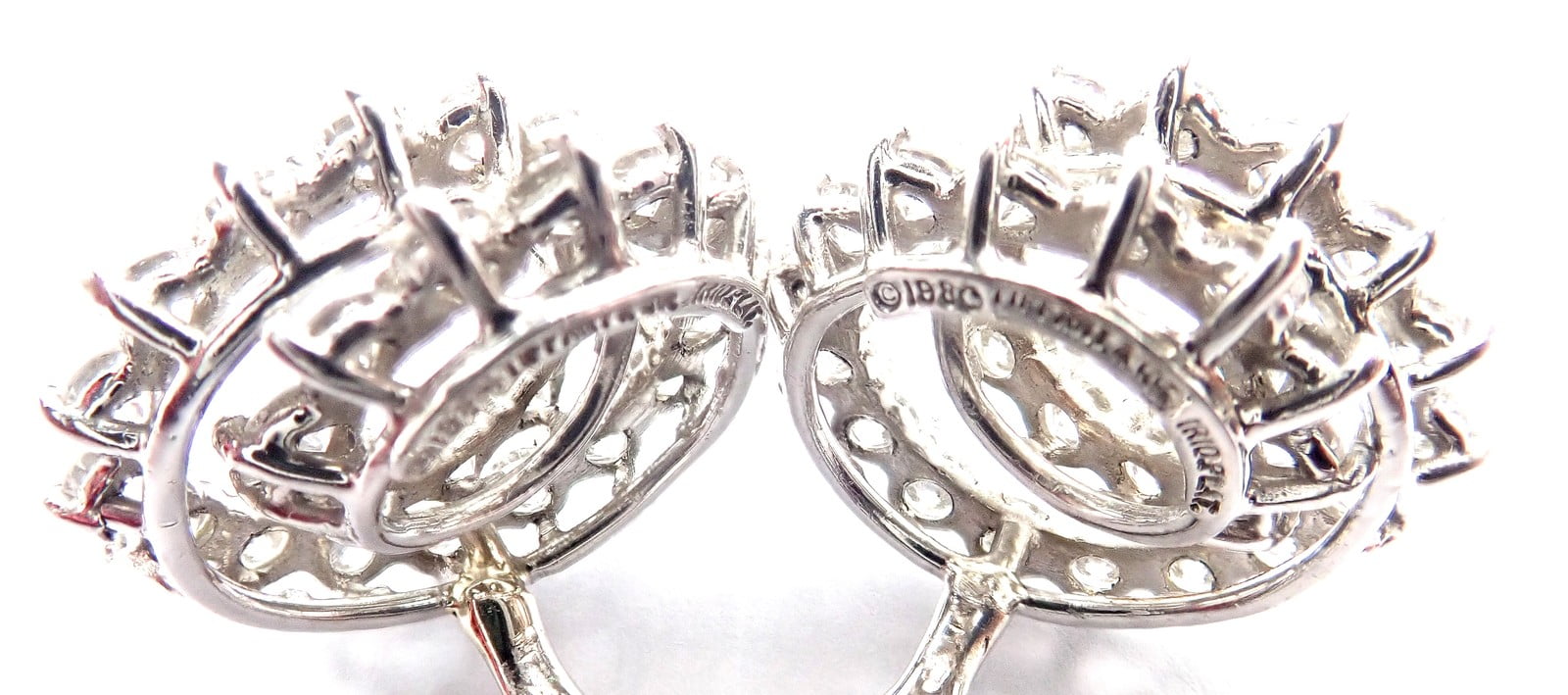 Tiffany & Co. Jewelry & Watches:Fine Jewelry:Earrings Authentic! Vintage Tiffany & Co Irid Platinum Diamond Swirl Earrings