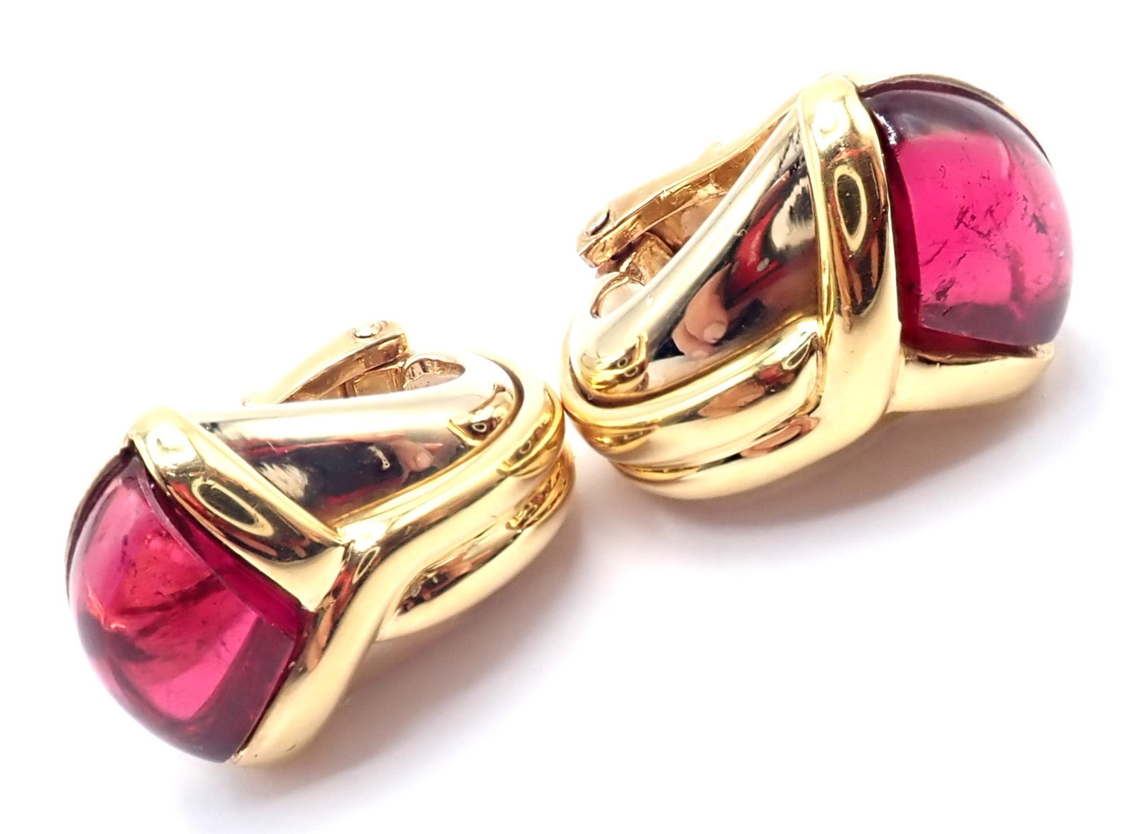 Bvlgari Jewelry & Watches:Fine Jewelry:Earrings Vintage! Bulgari Bvlgari 18k Yellow & White Gold Pink Tourmaline Earrings