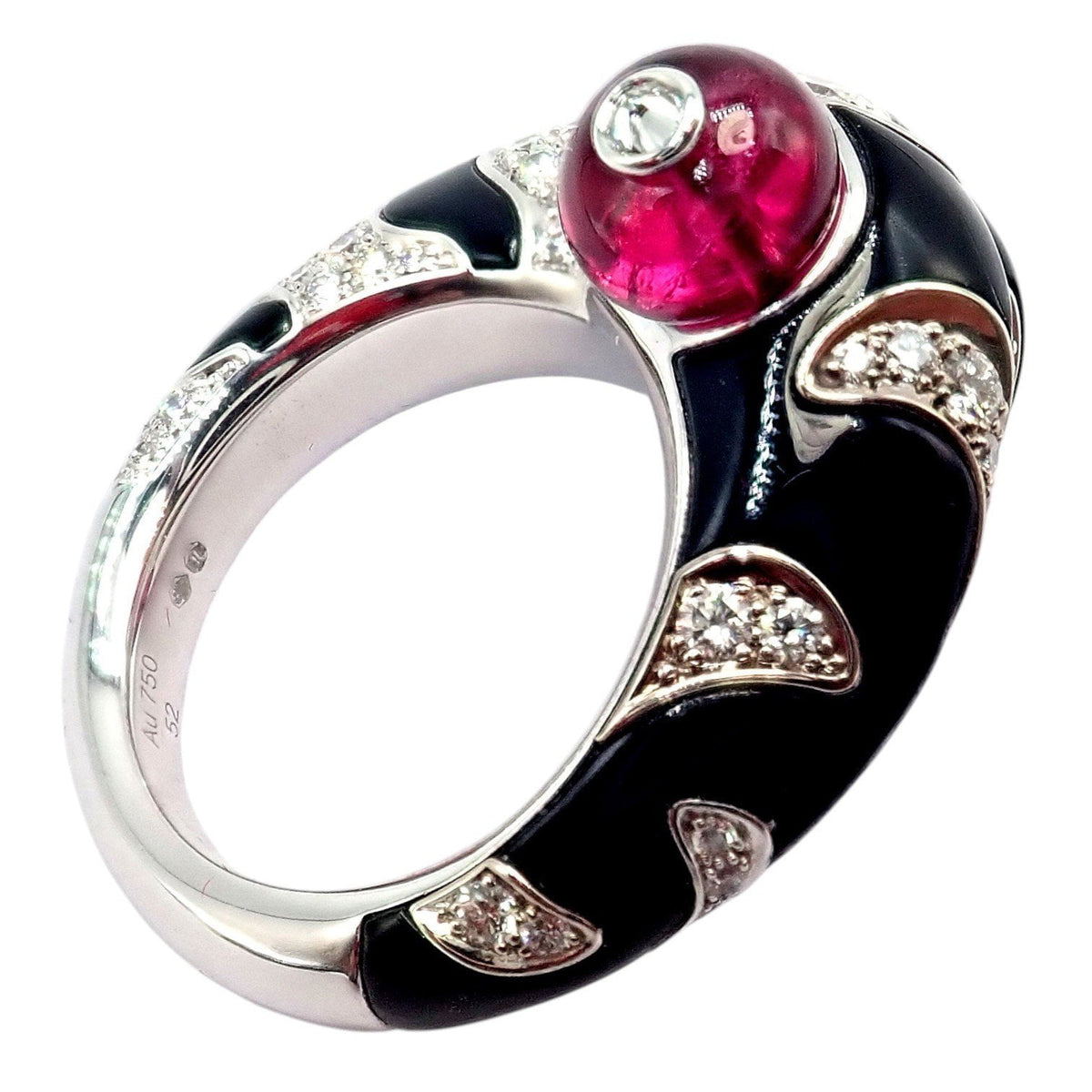Cartier Jewelry & Watches:Fine Jewelry:Rings Rare! Cartier Beautes Du Monde 18k White Gold Diamond Rubellite Onyx Ring + Cert